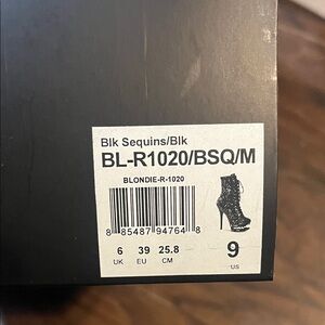 Pleaser Black Sequin Heeled Boots stripper boots